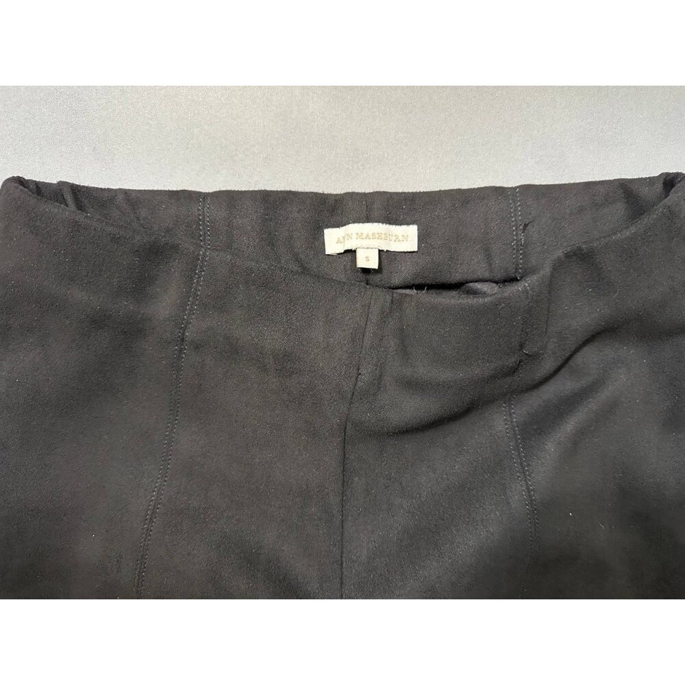 Ann Mashburn Faye Seamed Pants Black Vegan Suede Small - Picture 2 of 9
